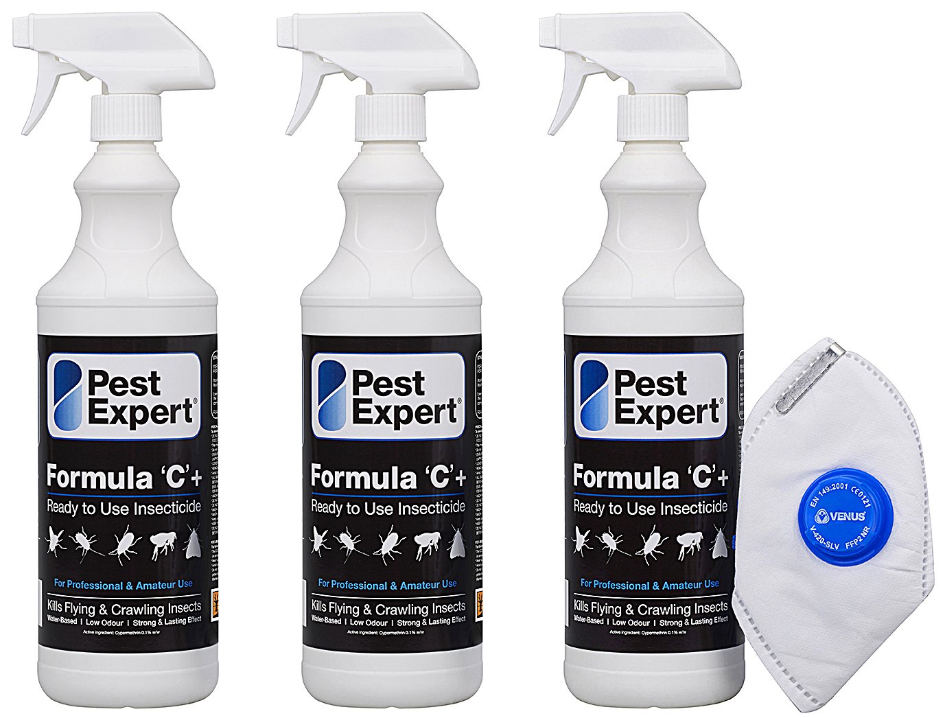 Buy Flea Killer Spray 3 x 1Ltr Formula 'C' Flea Spray from Pest Expert (UK Government HSE