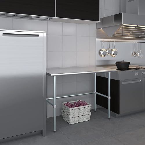 Miniatura 7 de Mesa de trabajo de acero inoxidable de base abierta de 24 x 48 pulgadas  Residencial y comercial  Preparación de alimentos  Estación de trabajo