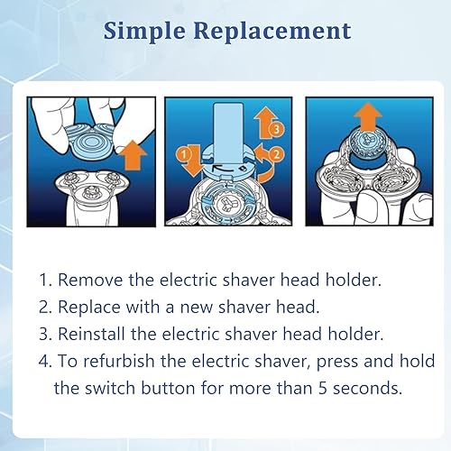 Miniatura 5 de SH90 Cabezales de repuesto para afeitadora Philips Norelco Serie S9000 y S8000, compatible con afeitadora SH9062,9000,3 piezas