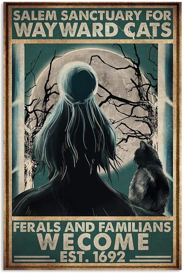 Store Witch Salem Halloween Poster Indoor & Outdoor Bar Coffee Kitchen Halloween Painting Plate Retro Home Gift Family Yard Garden Farm Vintage Metal Tin Sign Wall Decor 8x12 Inch