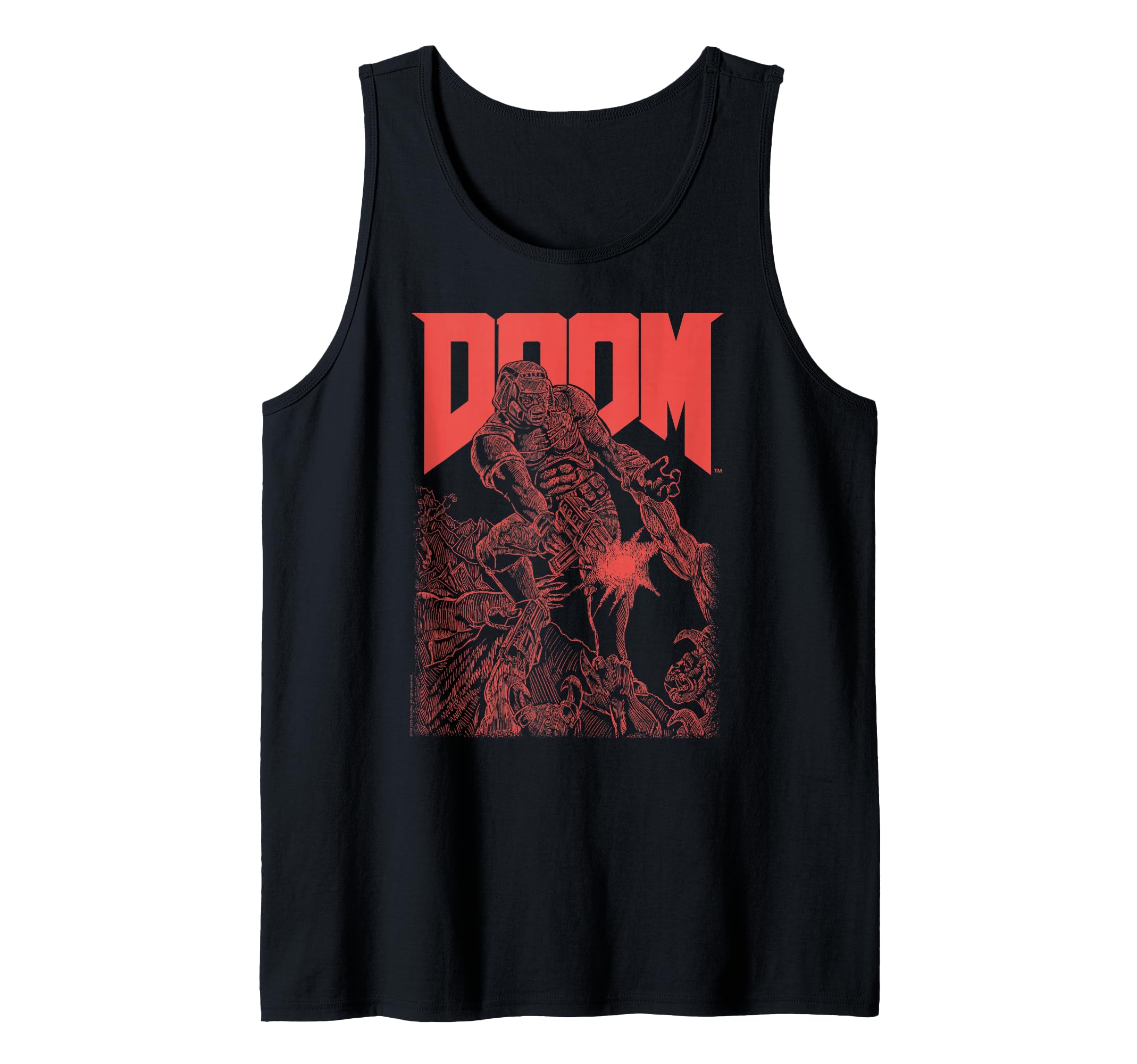 Doom Red Sketched Cover Art Retro Video Game Tank Top