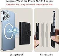 Vista 2 de Bocasal Cartera Magnética para MagSafe, Soporte Magnético para Tarjetas con Bloqueo RFID de Cuero, para iPhone 16/15/14/13/12 Pro/Max/Plus, Cartera