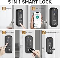 Vista 2 de 5 in 1 Smart Lock for Front Door, Keyless Entry Deadbolt with Camera & Doorbell, WiFi Secure Electronic Lock for Home, Fingerprint, Keypad, App