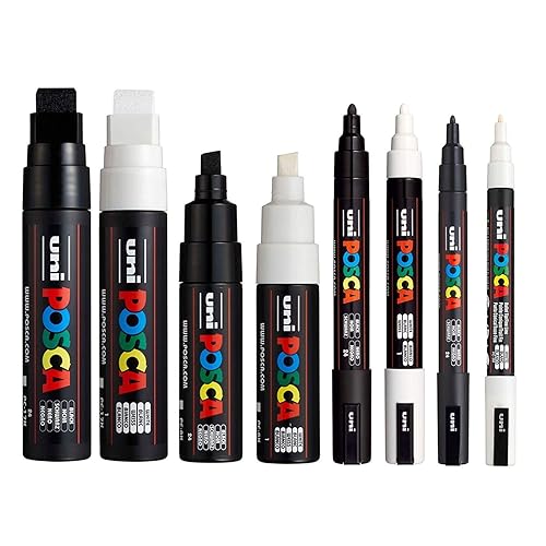 Posca - Water Based Permanent Marker Paint Pen - black & white