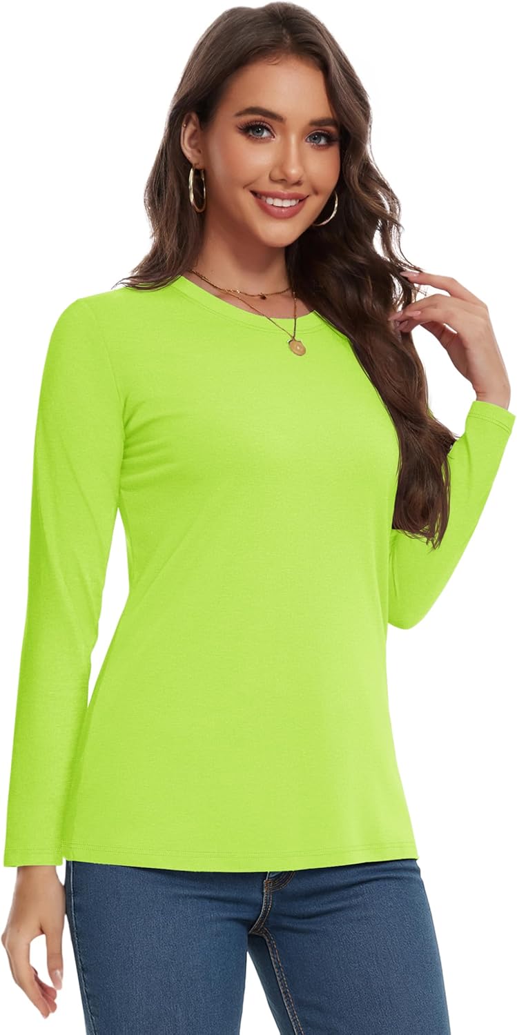 YUCOLEN Long Sleeve Shirts for Women Cotton Crewneck Casual T-Shirts Soft Basic Tee Long Sleeve Tops - Image 3