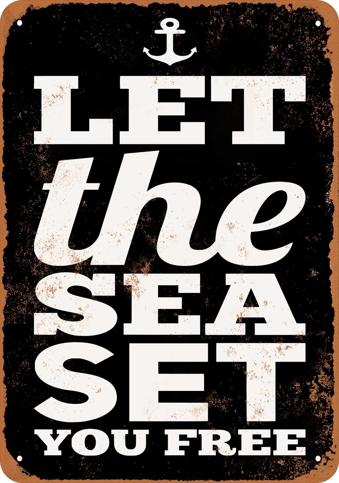 Metal Sign - Let the Sea Set You Free (BLACK) - Vintage Look home decor