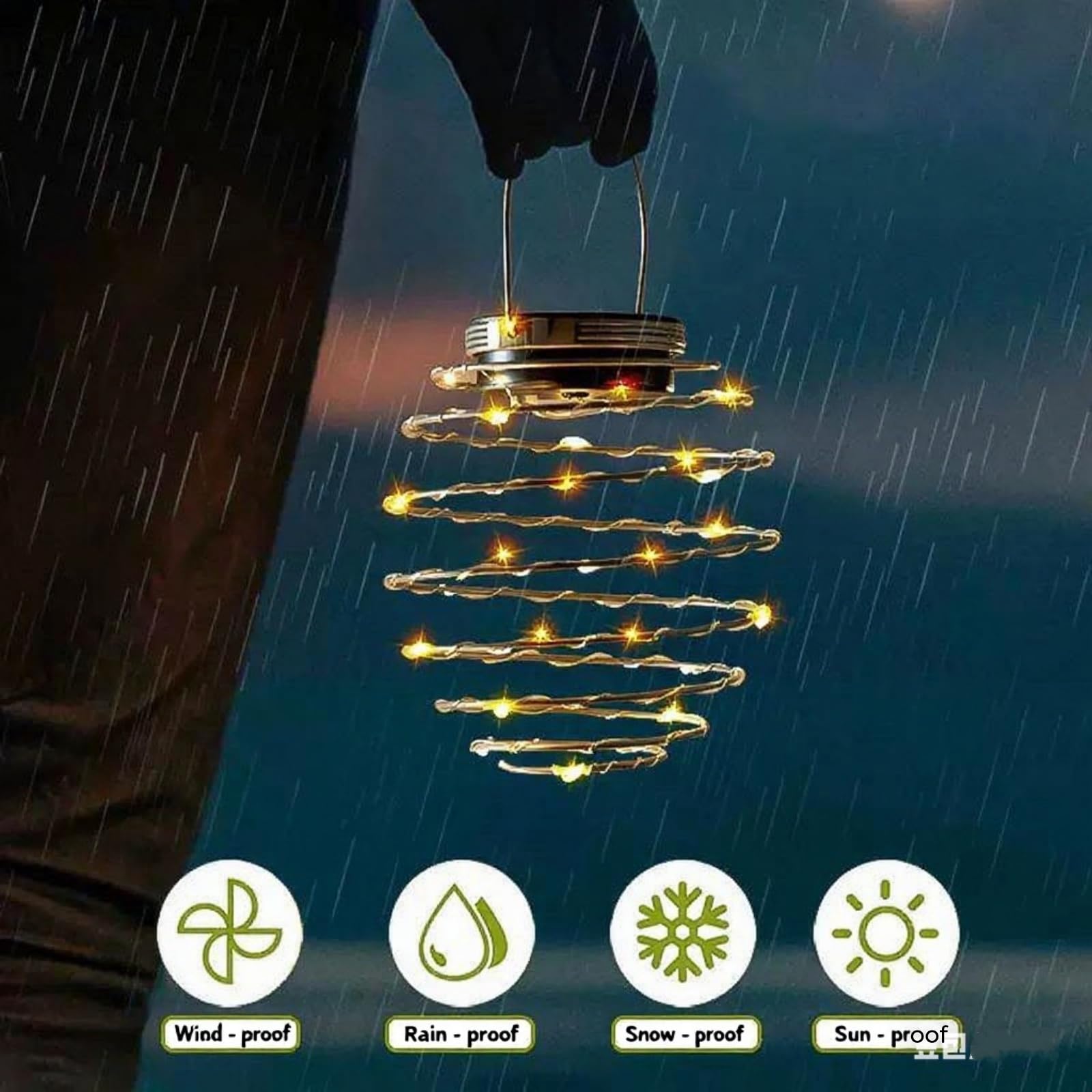 4PCS Solar Spiral Lanterns, Creative Hanging Lantern, Solar Powered Garden Outdoor Decorative Lights for Patio Yard Porch Path - Image 4