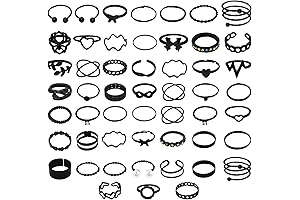 64/66/52pcs Charming Black Rings for Women