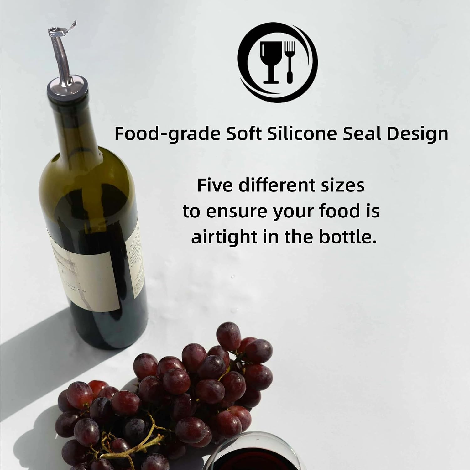 7-Piece Stainless Steel Flip Top Oil Pour Spouts with Funnel - Leakproof Speed Pourer Nozzles for 3/4" Bottles | Universal for Olive Oil, Vinegar & Liquor