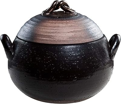 Japanese Donabe Rice Cooker with Non-Stick Coating - Made in Mie, Japan - 3 Go, Banko-Yaki
