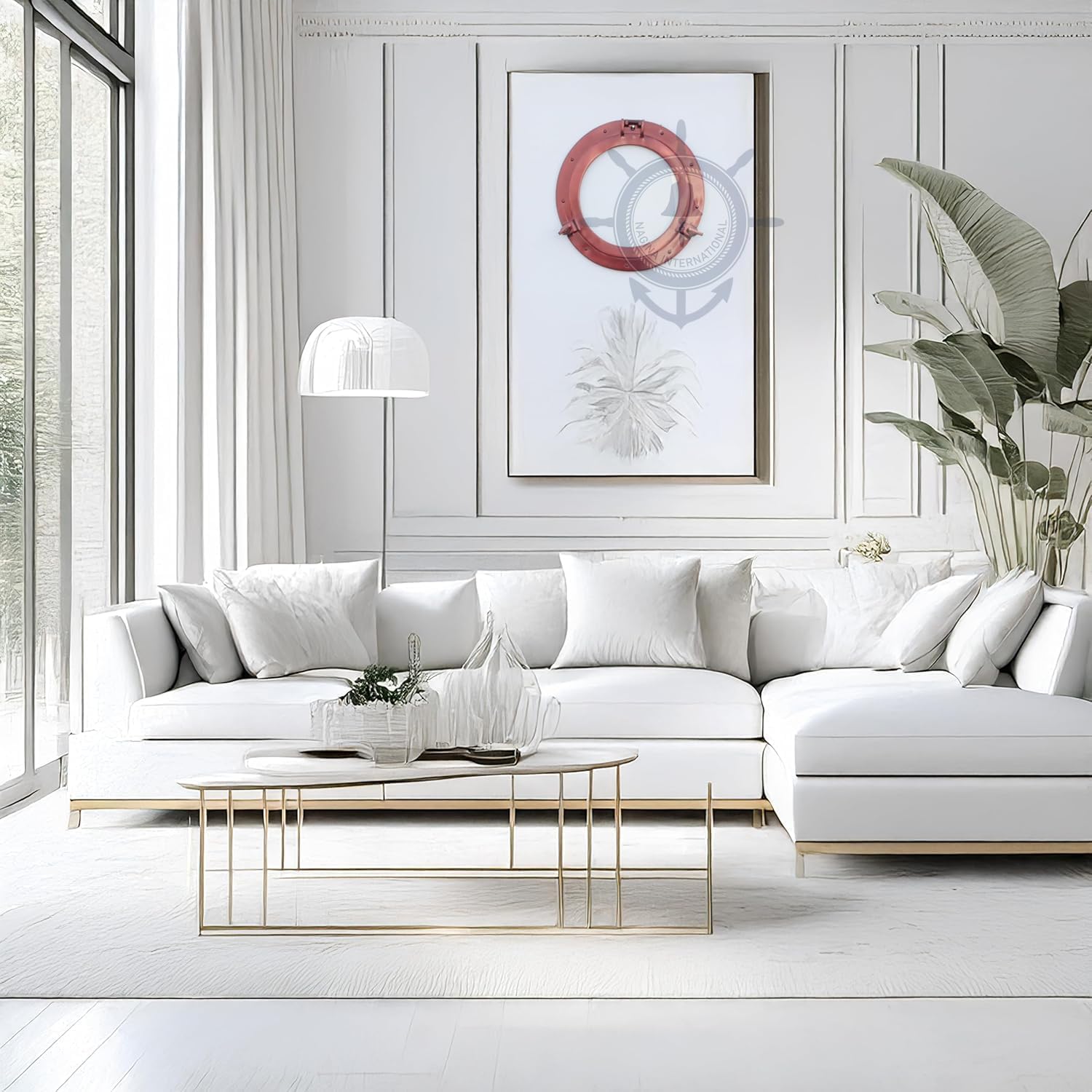 Antique Coke Copper Wall Mounted Nautical Premium Aluminum Vintage Mirror | Ship's Porthole Window | Pirate's Maritime Nautical Themed Decor (10 Inches, Light Antique Window).