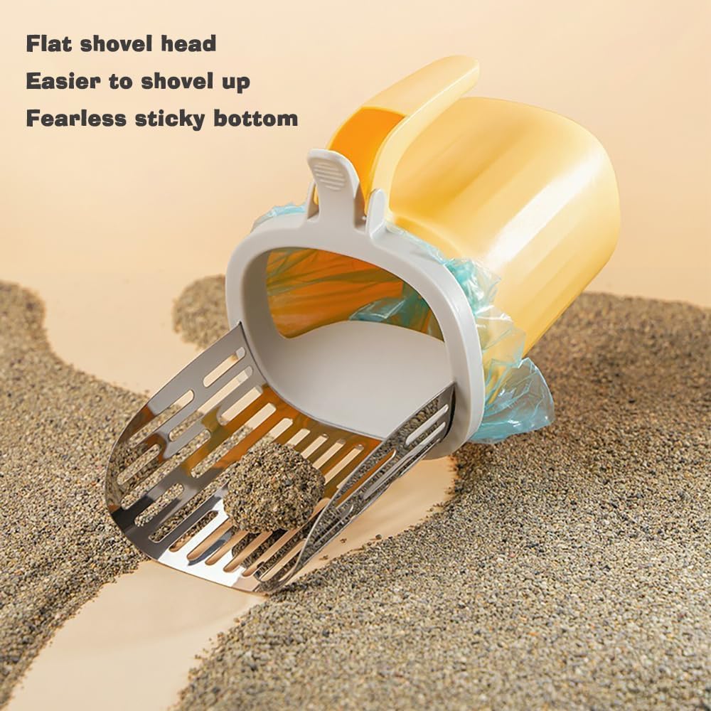Cat Litter Scoop, Large Capacity Mess-Free Cat Litter Scooper with Bags, Spill-Proof Kitty Box Sifter, Bin Doubles as Scoop Holder