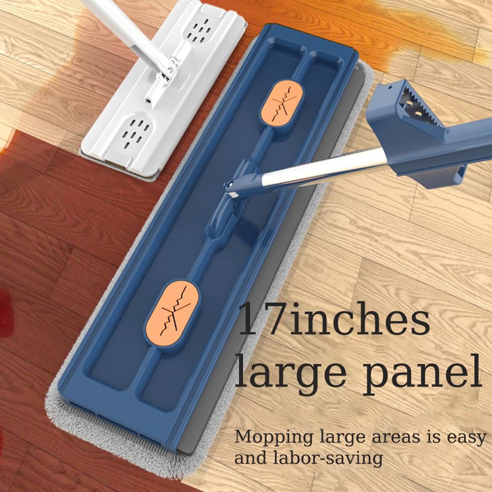 Mopa plana con 2 almohadillas de microfibra reutilizables, para | azulejos, cerámica, parqué, laminado, etc