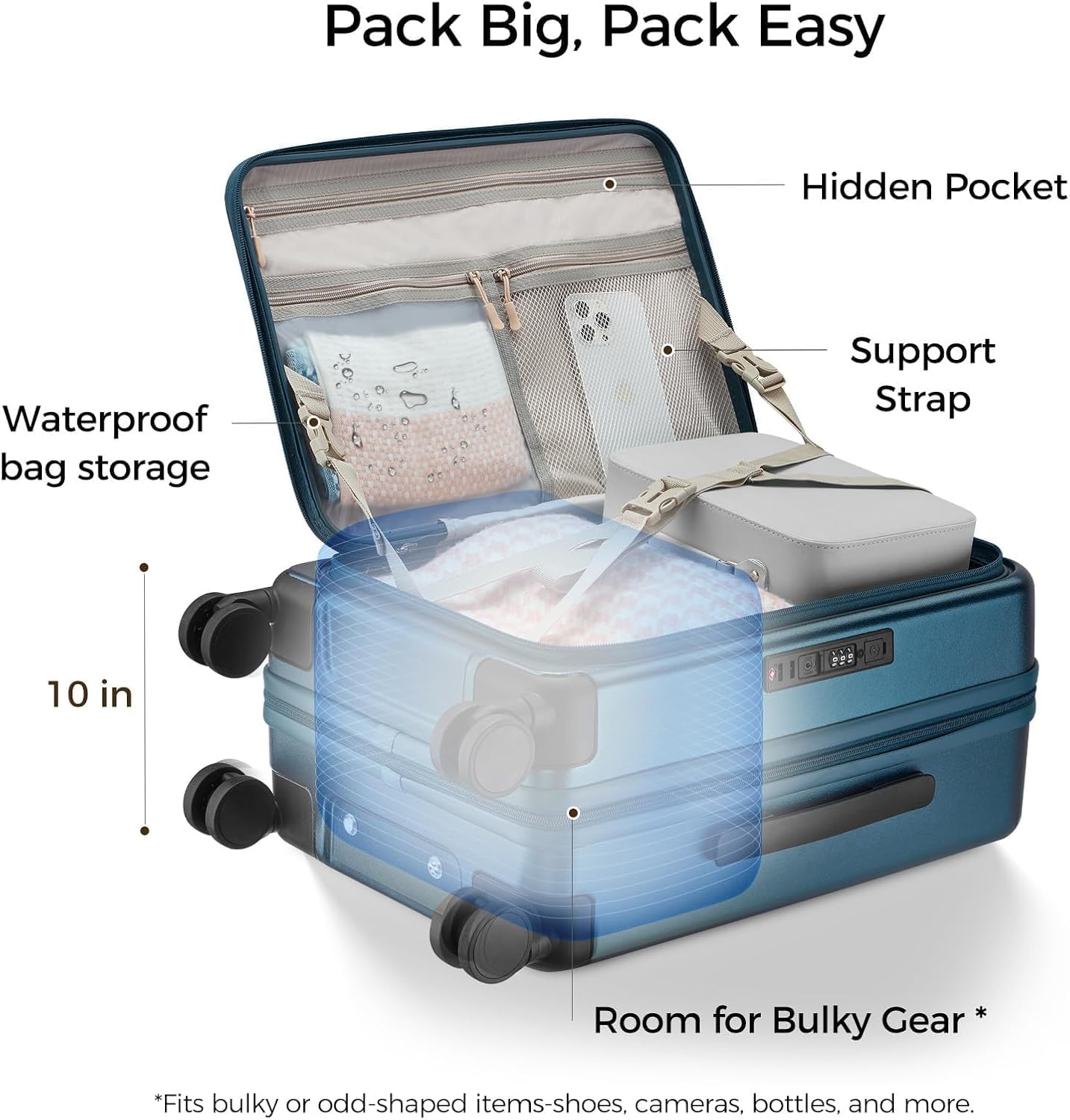 Carry on Luggage Expandable Travel Luggage Top Opening Suitcase with TSA Lock and Usb Built in,Rolling Suitcases with Spinner Wheels,PC Hard Shell Suitcases Airline Approved for valentine Gifts - Image 7