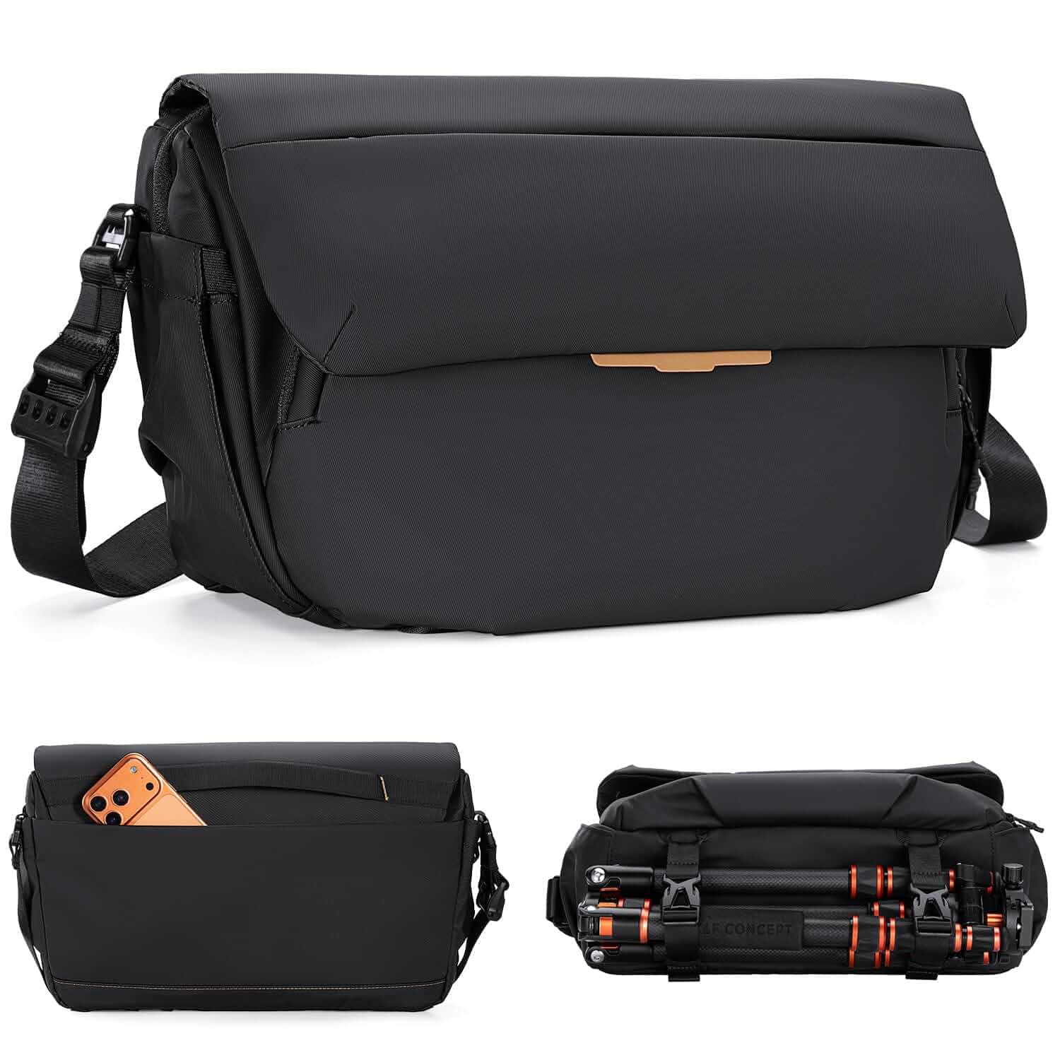 K&F CONCEPTCamera Sling Bag, 13L Crossbody Camera Bag with Laptop Sleeve Water-Resistant, Magnetic Flap, Quick Access, Travel & Commute, Adjustable Strap, for Canon/Sony/Nikon/DSLR/Mirrorless, BS18