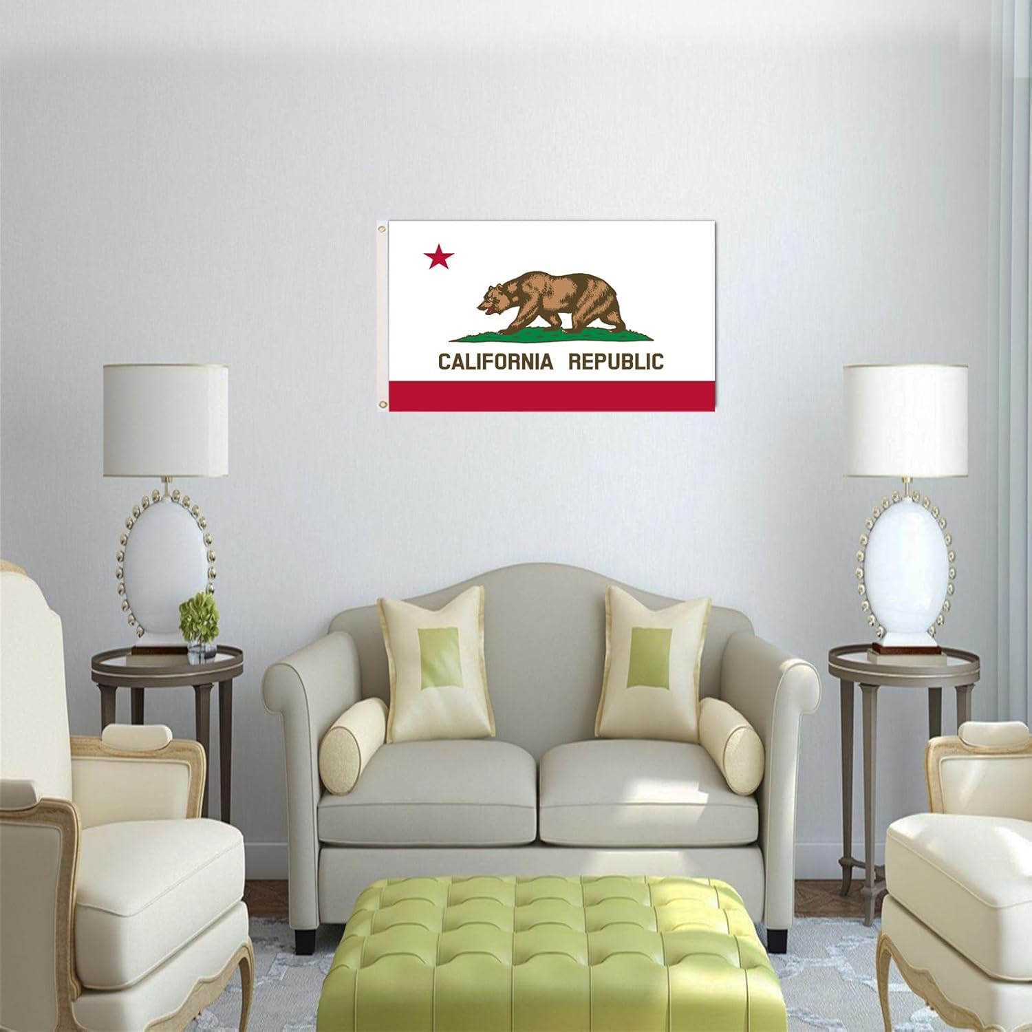 California State Flag 3x5 Double Sided Outdoor California Republic Flag Heavy Duty 210D Nylon Bander Vivid Color Anti-Fading with 2 Brass Grommets for Outdoor Indoor Wall