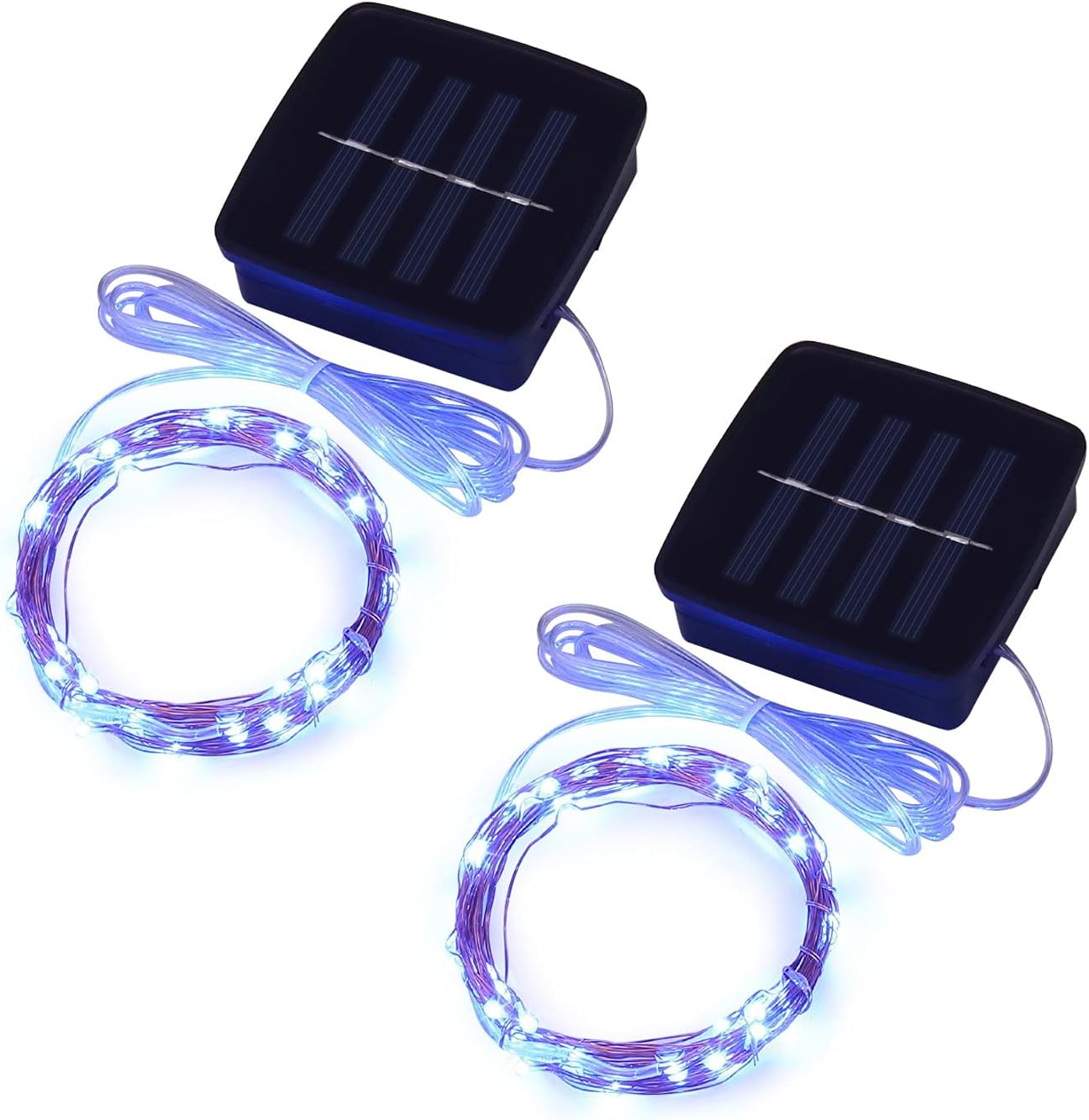 MAGICNIGHT Solar Mini Teeny Tiny Lights,Starry String Light for Garden Fairy,Tree,Railing,Arbor,Fence,16 Feet 50LEDs,2 Pack,Blue