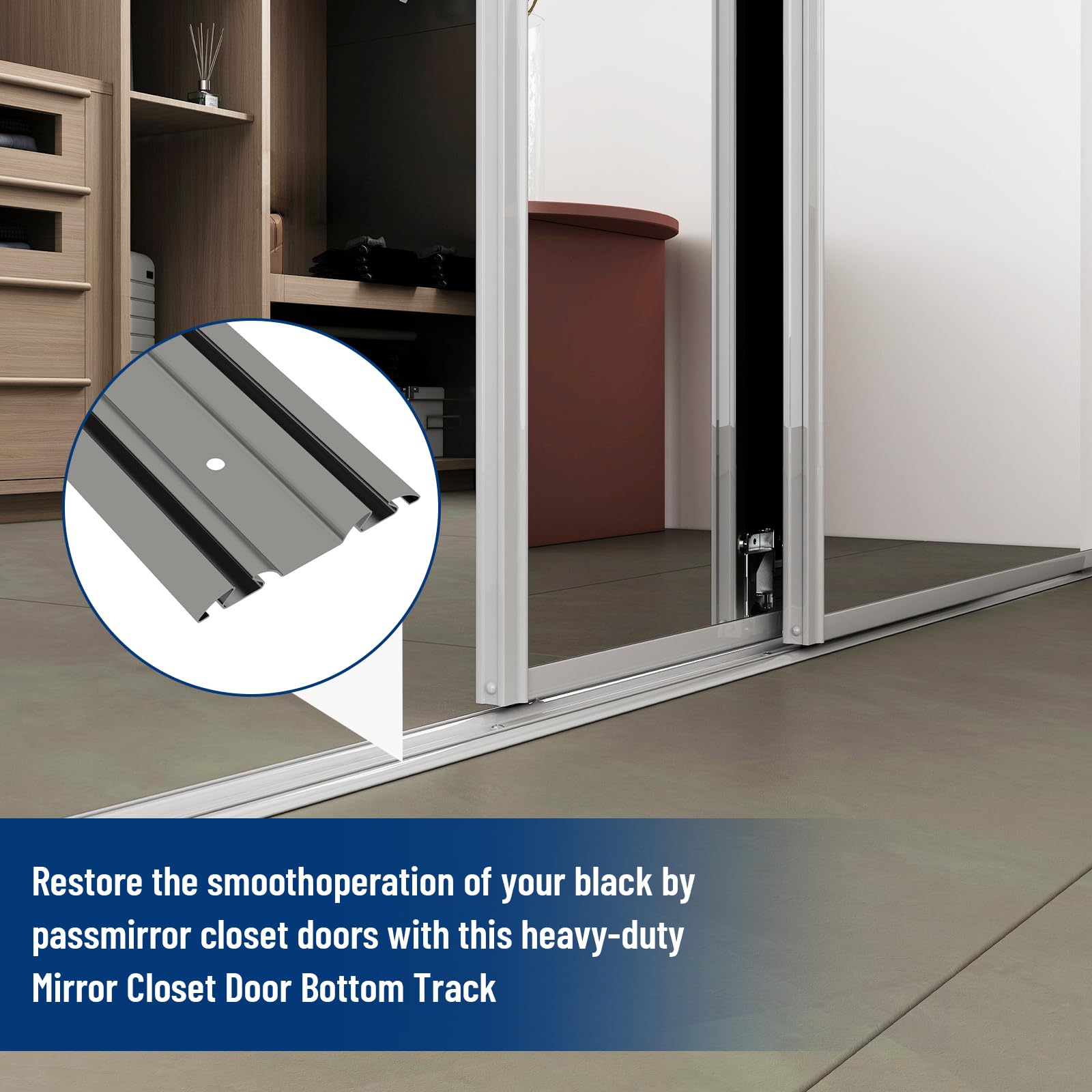 DIYHD 72" Bypass Mirror Closet Door Bottom Track Replacement, 2 Pack — Amazon image 6