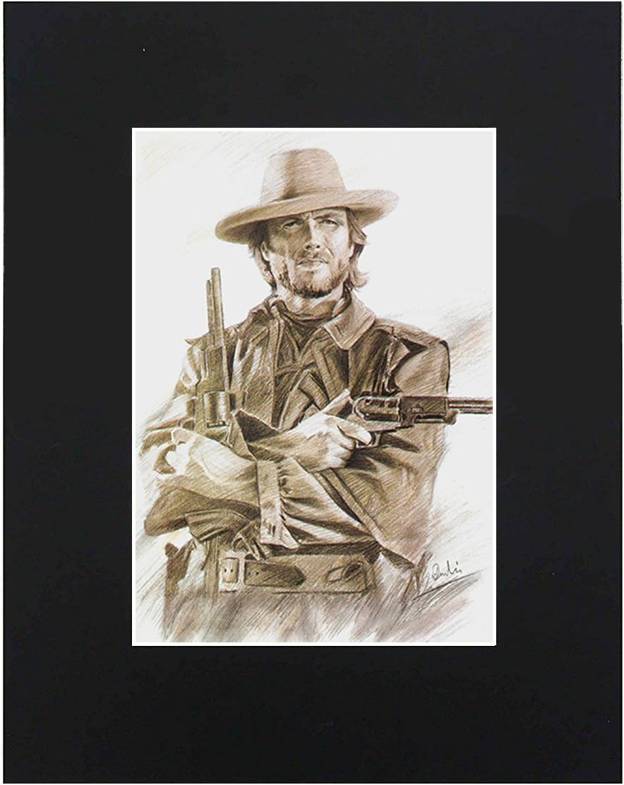 Clint Eastwood8x10 Black Matted Art Artworks Print Paintings Printed Picture Photograph Poster Gift Wall Decor Display