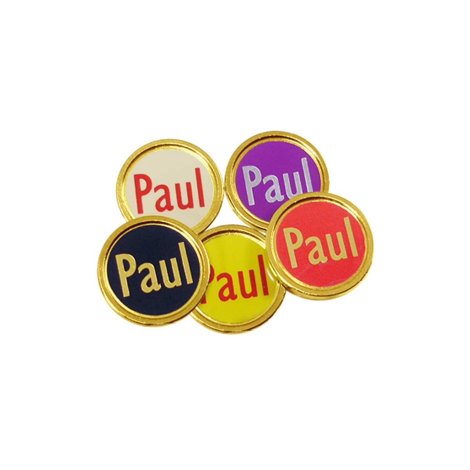 Best Impressions Personalised 19mm Flat Golf Ball Markers (Gold Coloured, Mixed Colours)