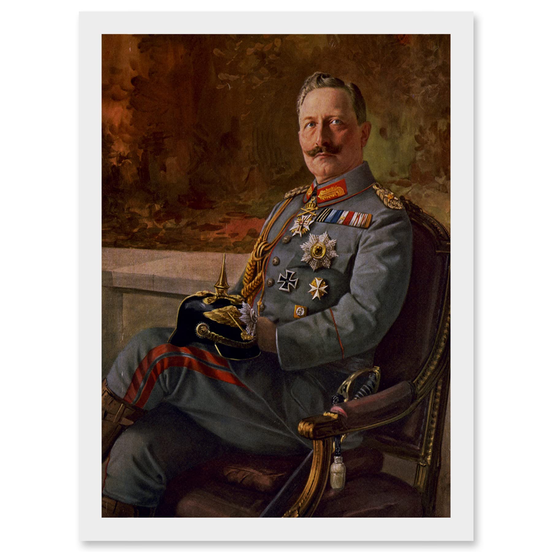 Artery8 Kaiser Wilhelm II German Emperor A4 Artwork Framed Wall Art Print