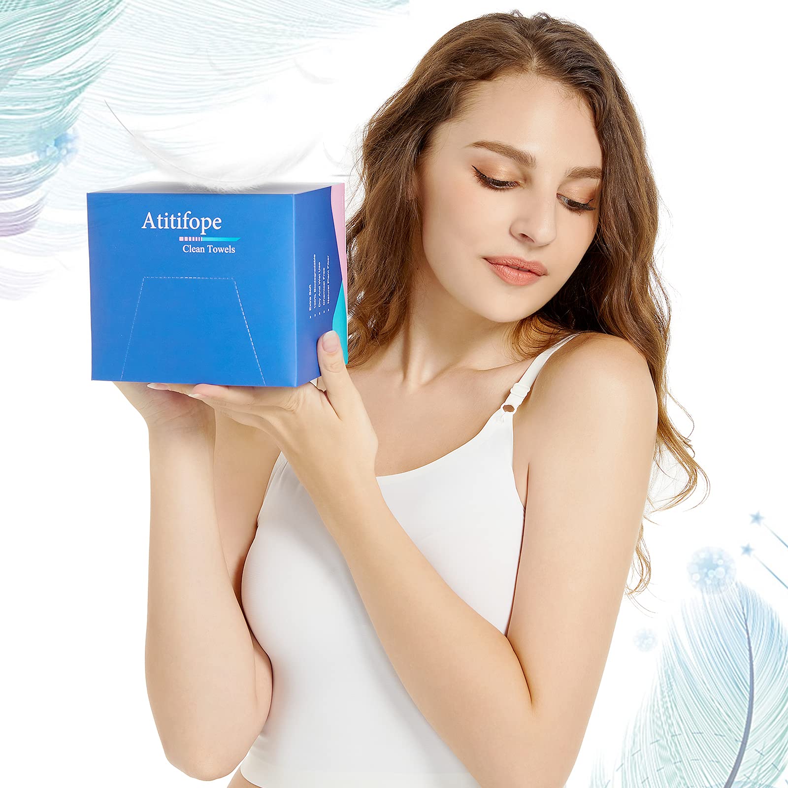 Gesichtstuch, 200 Stück, 100% biologisch abbaubar, Make-up-Entferner, White, Viscose, Soft and Smooth