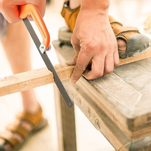 Miniatura 5 de Juego de sierra para metales, sierra de acero de 12 pulgadas con cuchillas reemplazables y inglete de metal, 3 piezas de sierras de mano (marco,