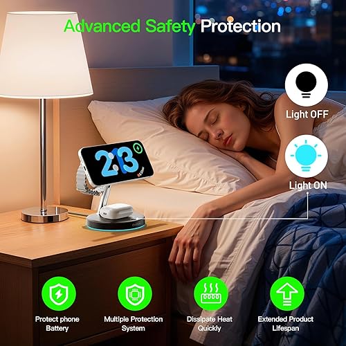 Miniatura 7 de Estación de carga 3 en 1 2025 para Apple compatible con soporte de cargador Magsafe para iPhone 17, 16, 15, 14, 13, 12, estación de carga