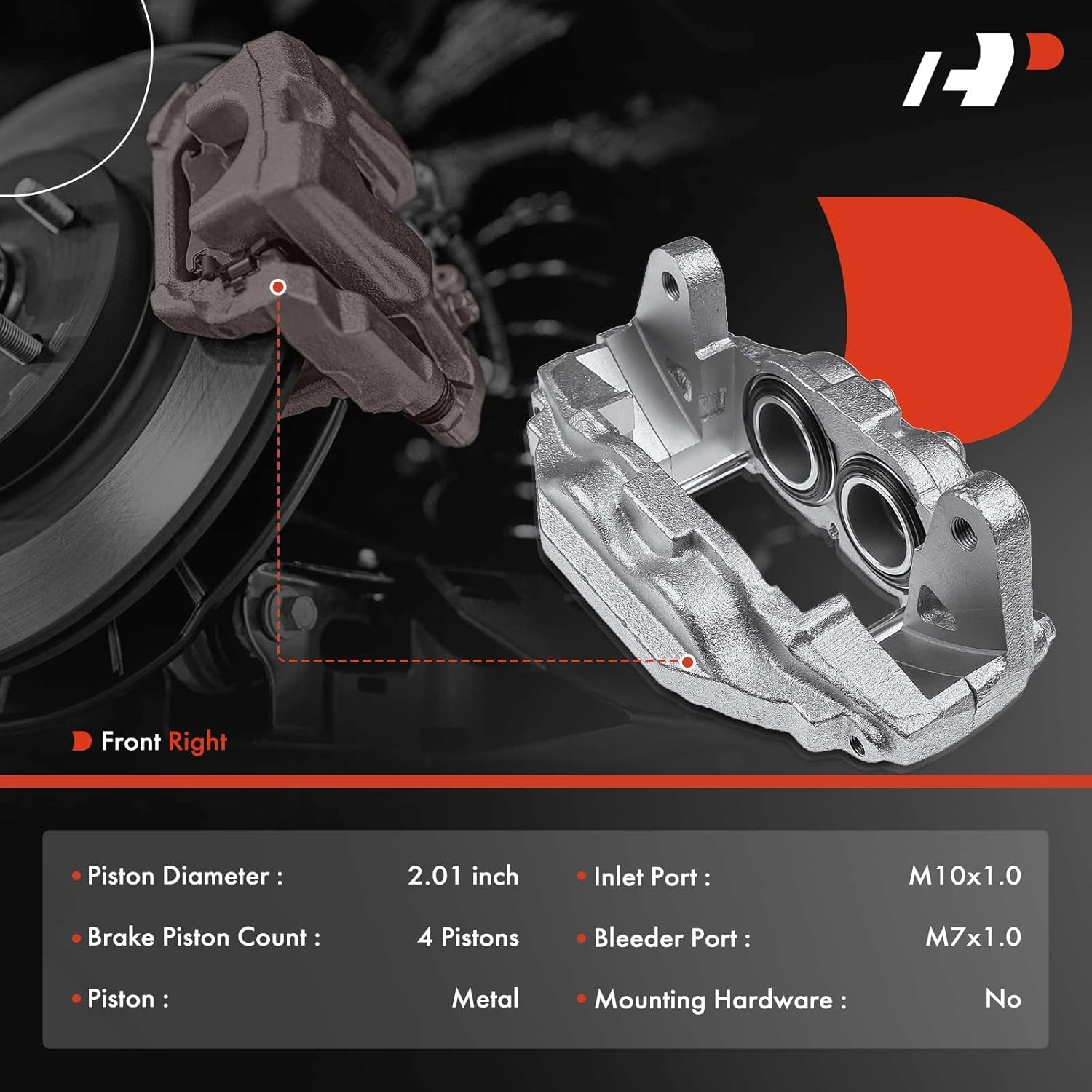 A-Premium Disc Brake Caliper Assembly Compatible with Select Toyota Models - Sequoia 2016-2020 5.7L, Tundra 2016-2019 4.6L 2016-2020 5.7L - Front Right Passenger Side