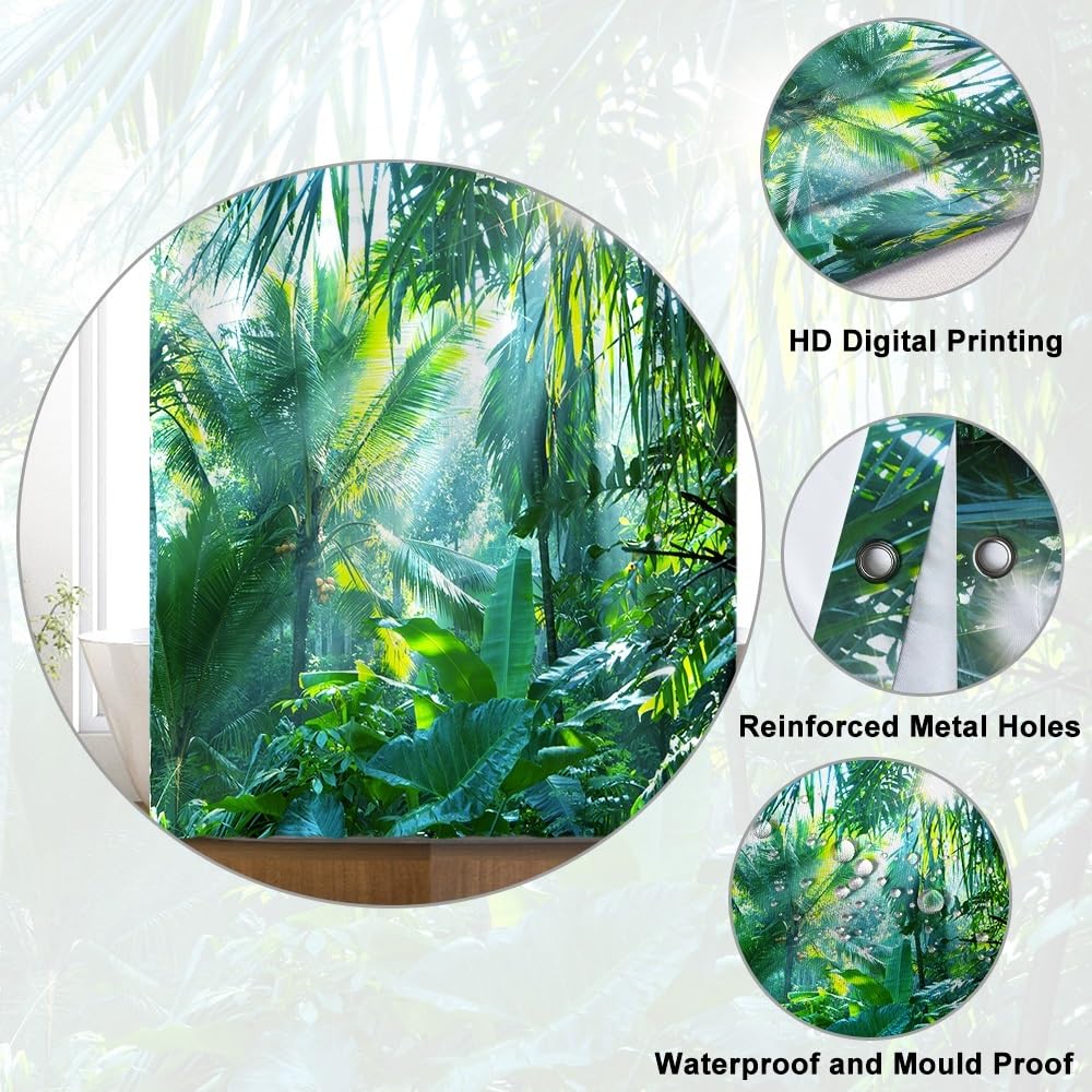 Uiiooazy Cortina de Ducha de Hoja Eucalipto, Cortinas de Ducha Verde Oro Abstracto Planta Cortinas de Baño Antimoho Impermeable Lavable Tejido de Poliéster Cortina Ducha con Ganchos 90x180cm — view 57