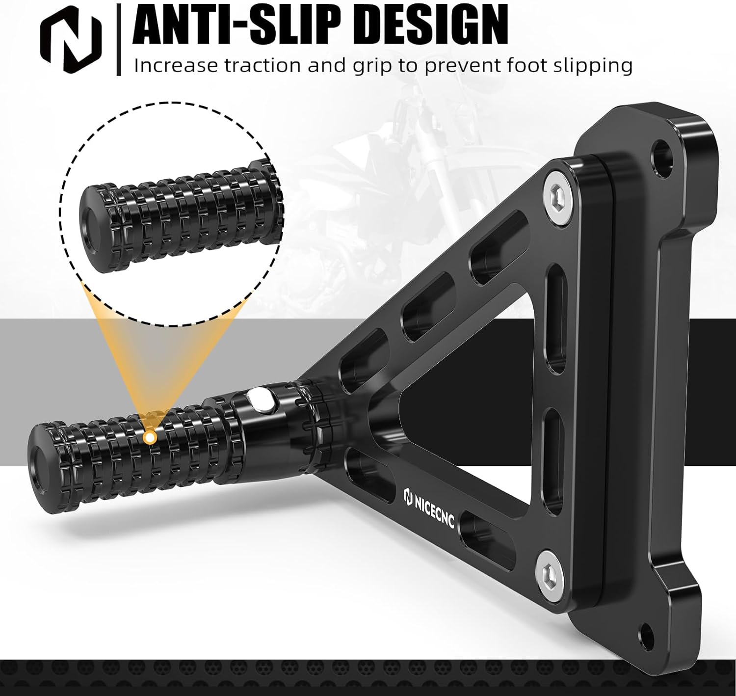 NICECNC Dirt Bike Passenger Foot Peg Footrest Bracket Set Aluminum Compatible with KTM 125-450 XC/SX/XCF/SXF 2023-2025 150-500 EXC/EXCF/XCW/XCF-W/XW-F 2024-2025, Black