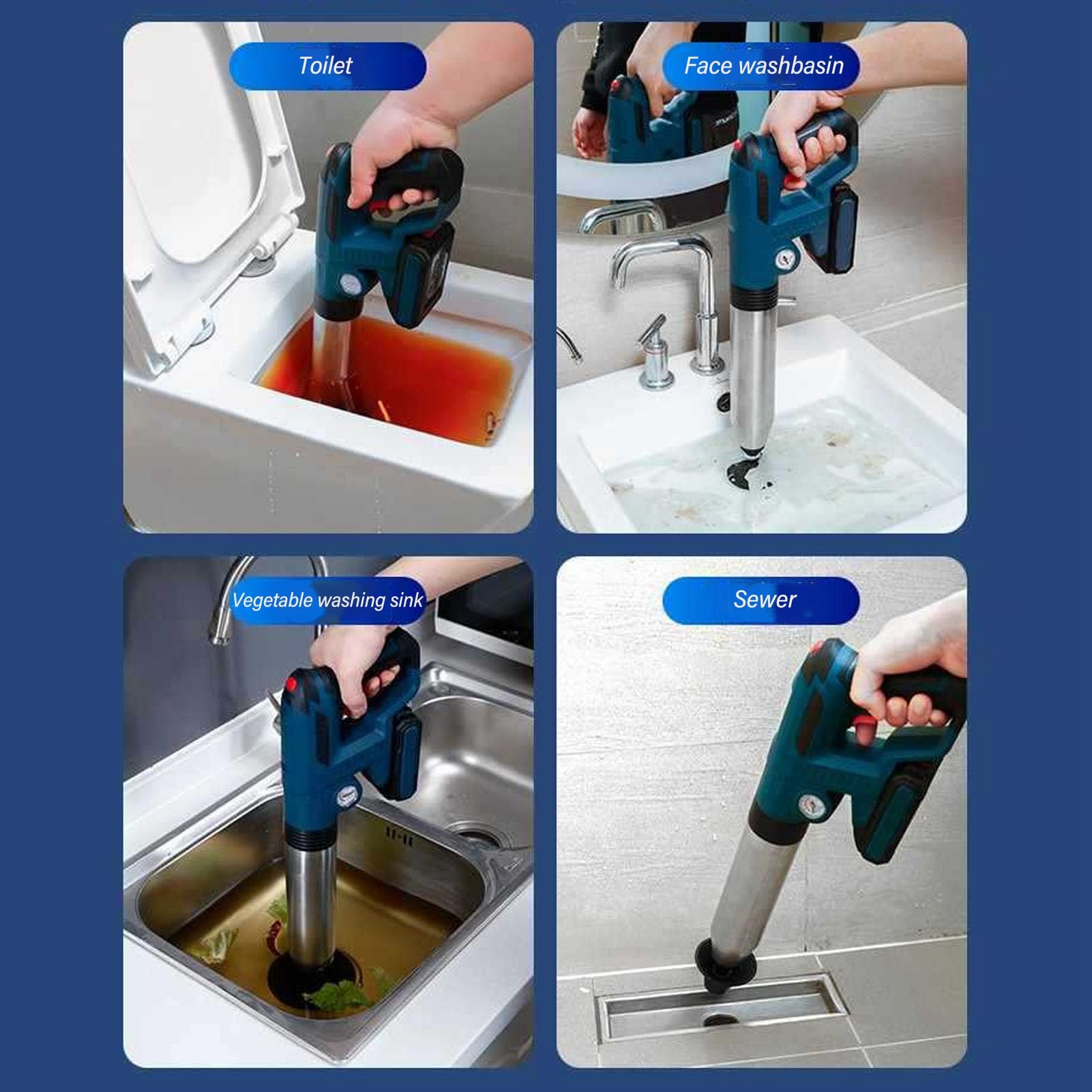 Desatascador de Tuberías Máquina Desatascadora Propiedad para Inodoro con Batería de Litio Desatascador de Tuberías Obstruido Mejorado Obstrucción Li para Batería de Li Baño para