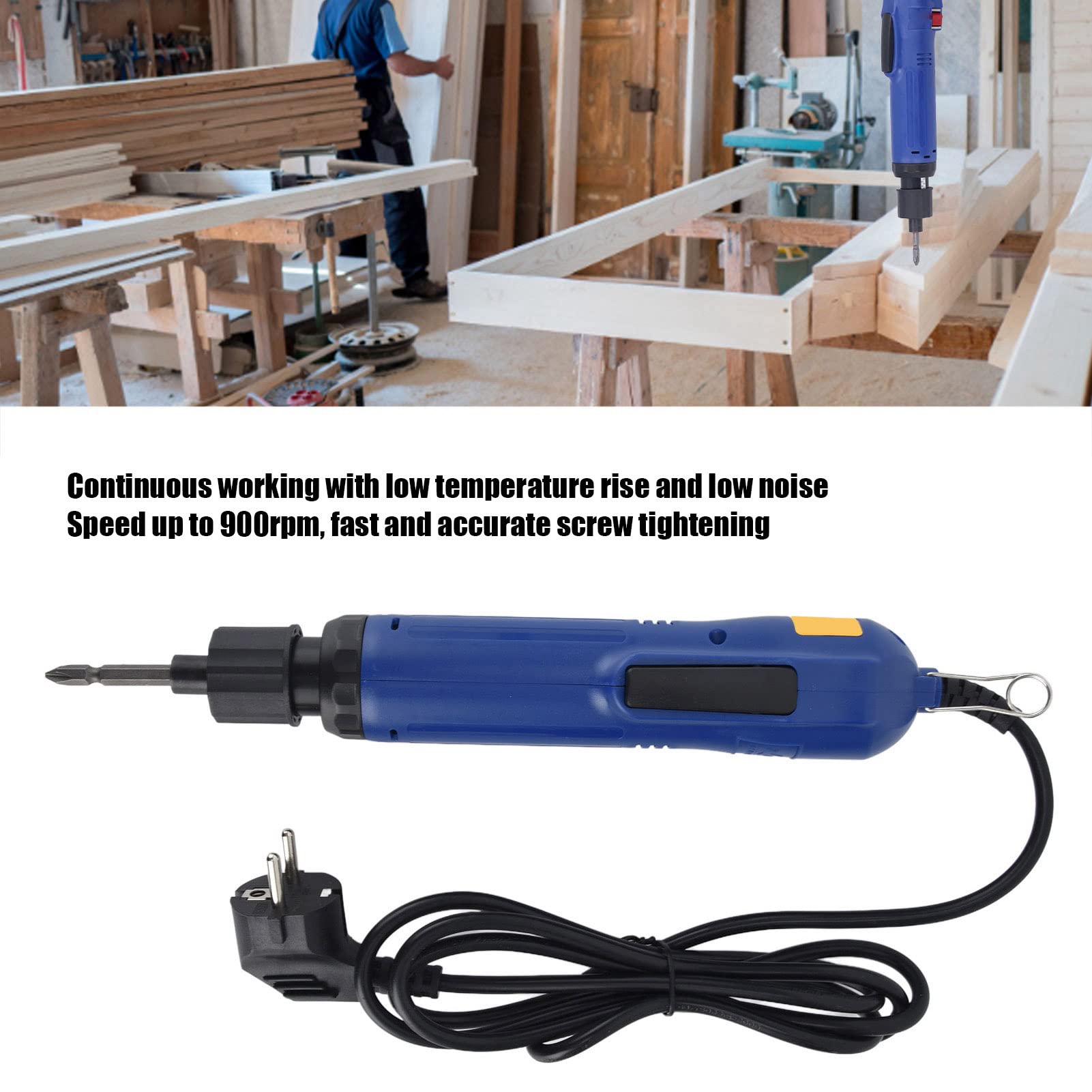 Buachois Destornillador Eléctrico con Broca, 220v Enchufe Destornillador Eléctrico de Alta Torsión de 2-6mm Tornillos Potencia Hexagonal Recto de Broca de Ø 6.35mm (1/4 Pulgada) Sin Fuente de Energía