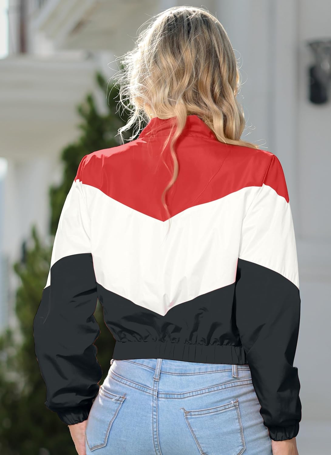 Women’s Lightweight Windbreaker Sport Jacket Zip Up Color Block Coat Casual Long Sleeve Jogging Outerwear - Image 5
