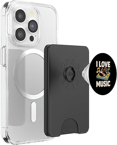 Miniatura 3 de I Love Music Retro Vinyl Turntable Design PopSockets PopWallet for MagSafe