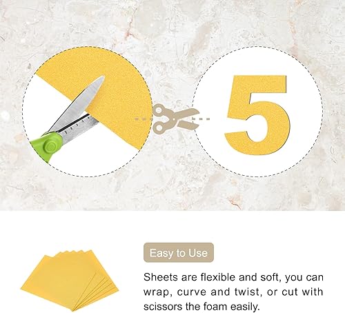 Miniatura 8 de Rebower Hojas de espuma EVA con purpurina, para proyectos de arte y manualidades - 11 x 8 pulgadas de grosor, tono dorado, 6 piezas