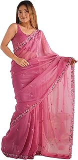 Women's Paper Silk Embroidered Saree With Unstitched Blouse (KESARI11901_KR_Parent)-image-1