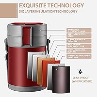 Vista 3 de Contenedor térmico de 82 onzas para comida caliente, contenedor de alimentos apilable de 3 niveles con boca ancha, lonchera para trabajo, oficina