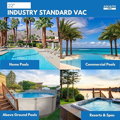 Miniatura 8 de Aquatix Pro Cabezal de aspiradora de piscina, 22 pulgadas extra grande de grado comercial, 10 platos pesados, 2 adaptadores de manguera, mango de