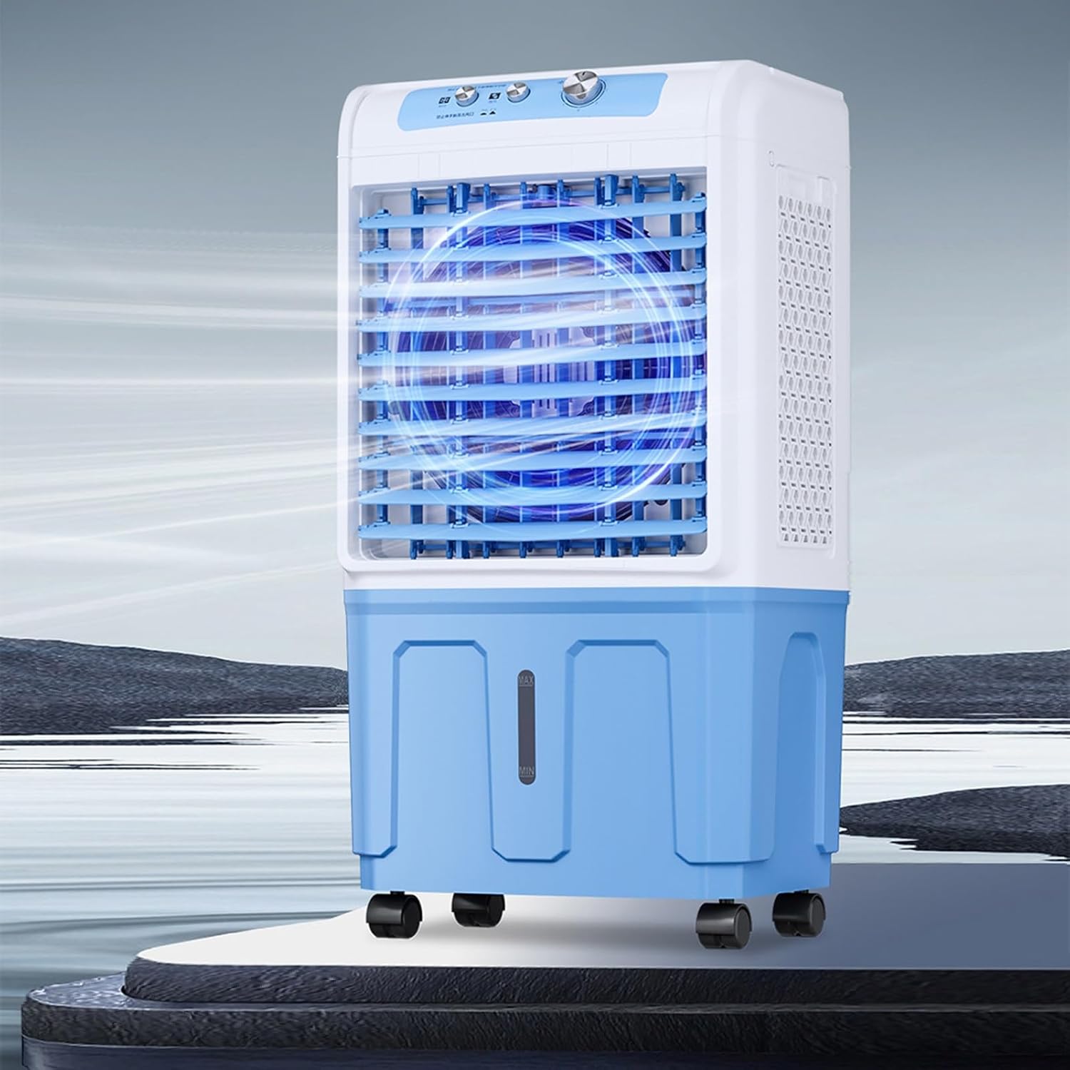 Portable Swamp Cooler, Evaporative Air Cooler, 120°Oscillation, 4 Ice Packs, for Indoor & Outdoor Garage,Patio, Courtyard, Factory Workshop(79cm/31in)
