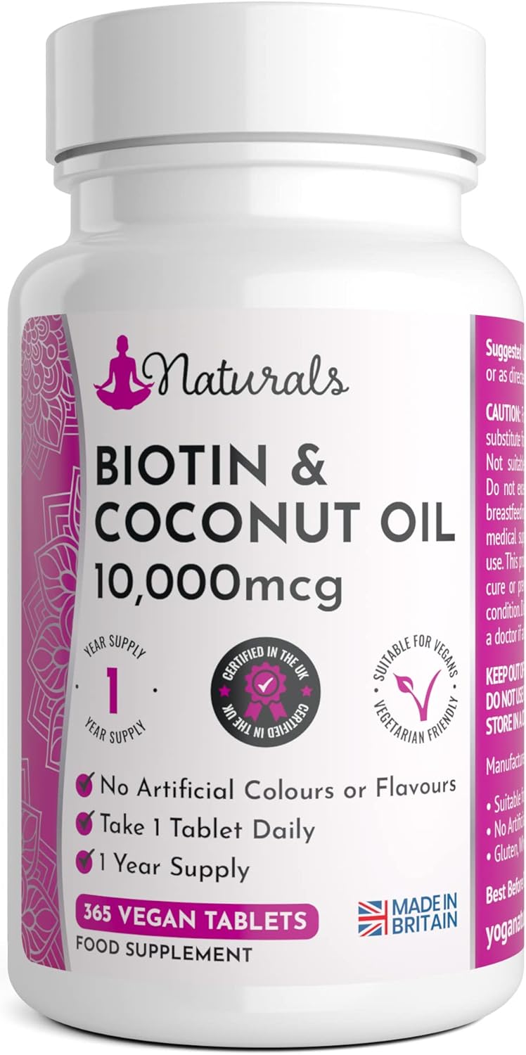 365 Biotin & Coconut Vegan Tablets for Adults (1 Years Supply) 10,000MCG Biotin (Vitamin B7