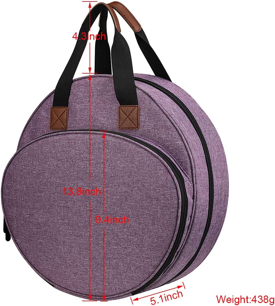 OTRIEK Shinyzone Cross Stitch Storage Bag Purple,Embroidery Projects Bag,Sewing Crafts Storage Tote Bag,Knitting Bags with Zipper Pockets Organiser for Embroidery Hoops,Charts and Threads