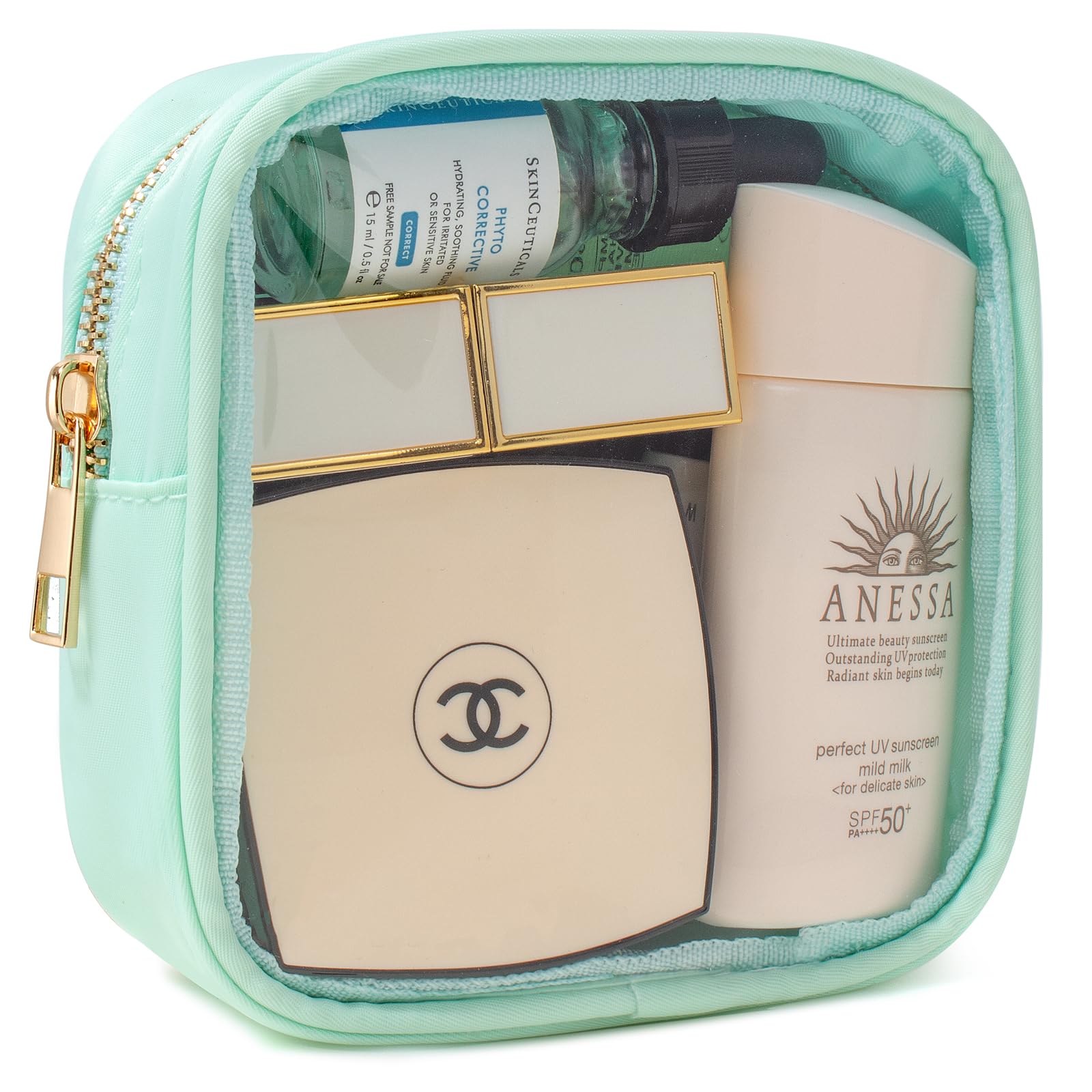 Small Clear Makeup Bag for Purse Small Cosmetic Bag Travel Size Toiletry Bags Cute Travel Makeup Bag,Coin Purse Pouch Easter Gifts for Teen Girls (