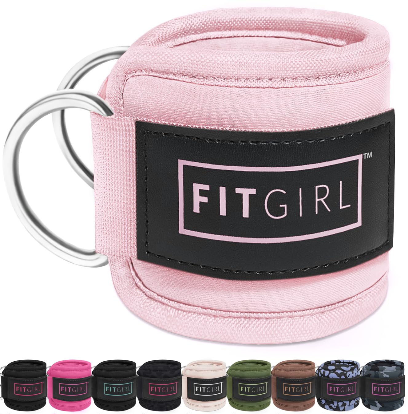 FITGIRL Ankle Strap for Cable Exercise Machines, Work Out Cuff Attachment for Home & Gym, Glute Workouts - Kickbacks, Leg Extensions, Hip Abductors, for Exercise Attachments - Light Pink - 2 Pack — image 1
