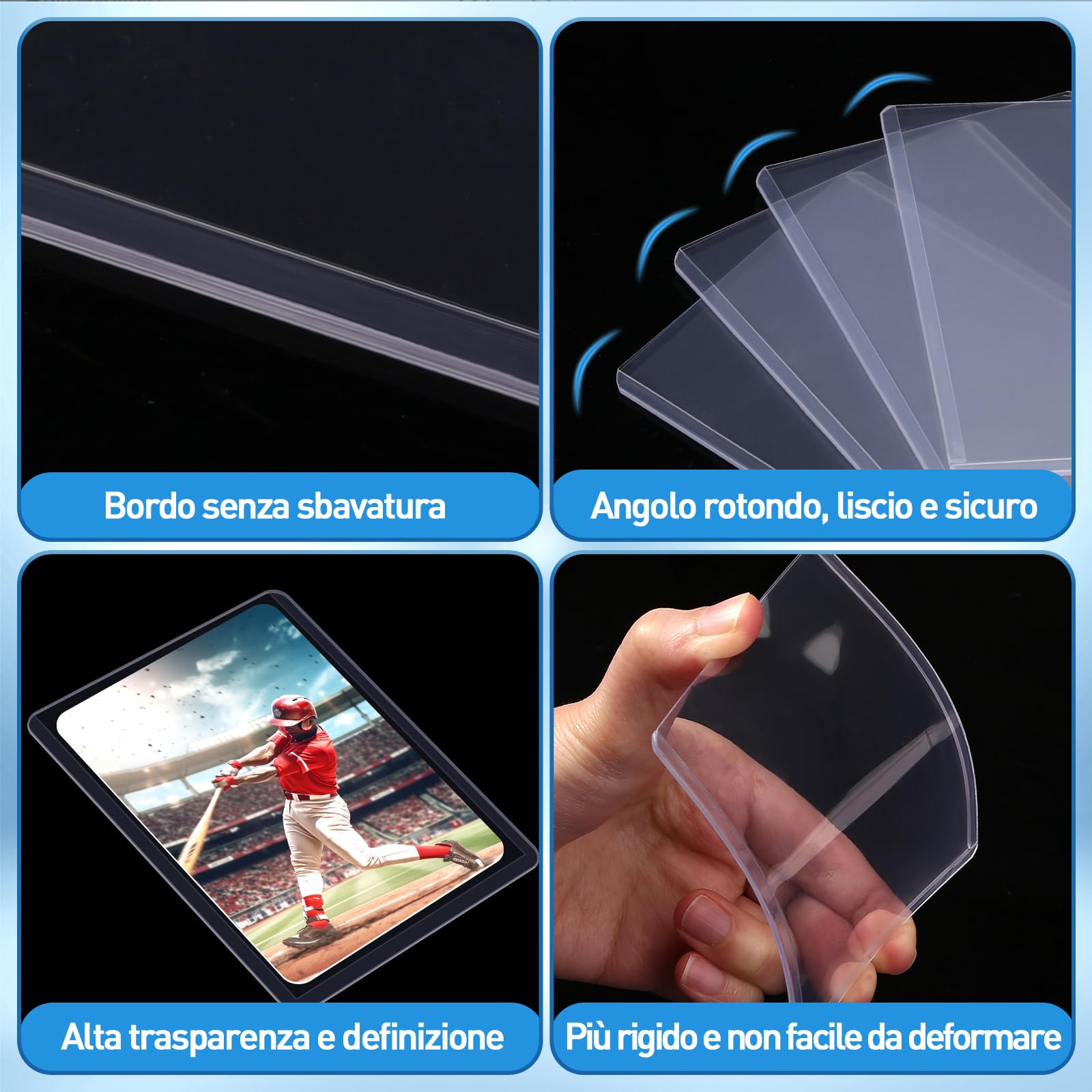 LEMESO Toploader per Carte, Top Loader 15 pz per Protezione Carta Porta Carte da Collezione, Photocards Kpop, per Esposizione, Trading di Carta