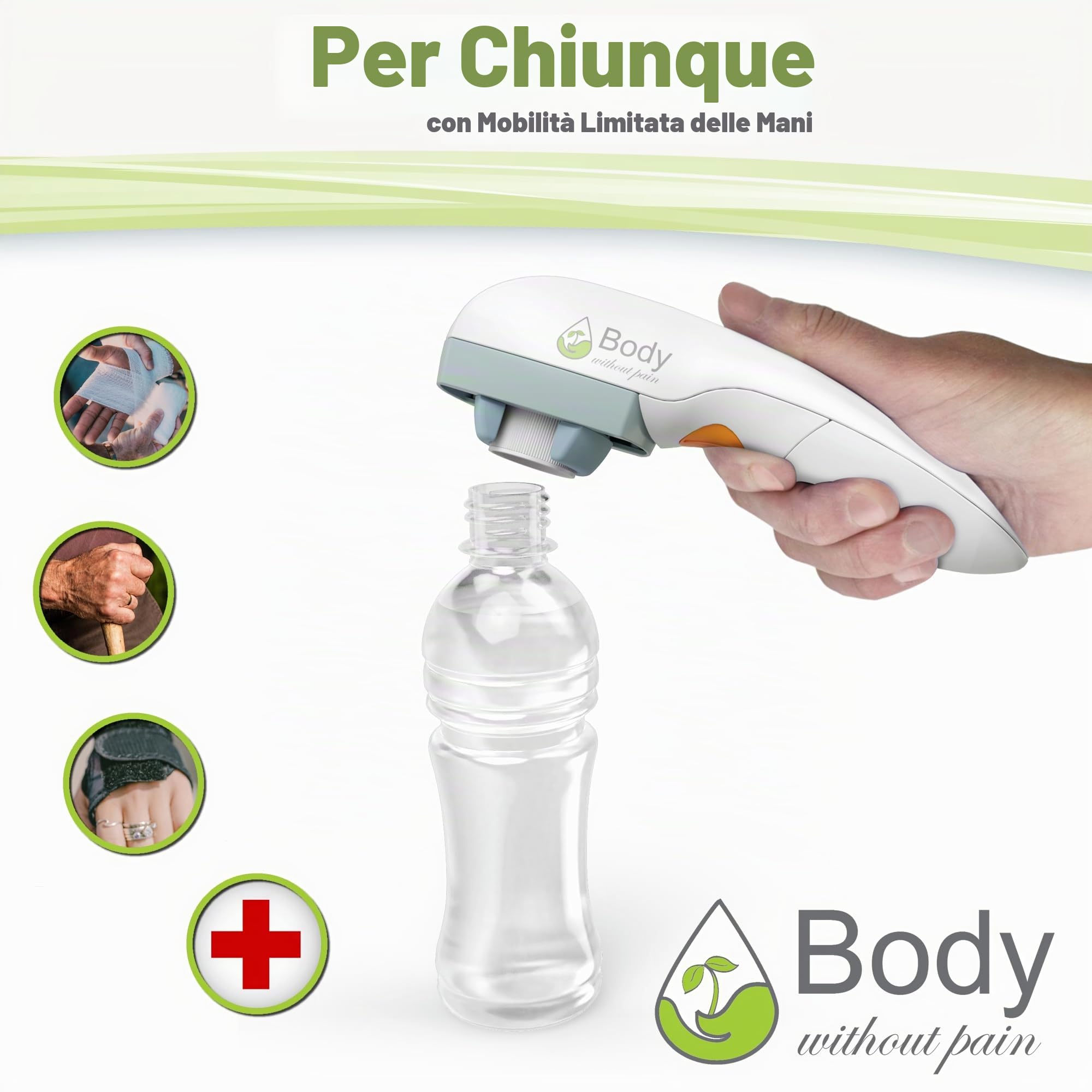 Apribottiglie elettrico per anziani, soluzione automatica per una facile apertura delle bottiglie d'acqua, ideale per mani deboli o artrite, perfetto per soda, latte, succhi di frutta, alimentato a
