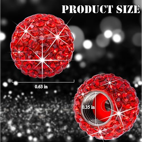 Miniatura 2 de 4 piezas de tapas de vástago de válvula de neumático con cristal brillante de diamante, tapas de válvula de neumático de rueda de coche con brillo