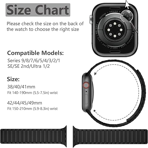 Miniatura 9 de Easuny Correa magnética de reloj compatible con Apple Watch de 1.496 in 1.575 in 1.614 in 1.654 in 1.732 in 1.772 in 1.929 in, correas para mujeres