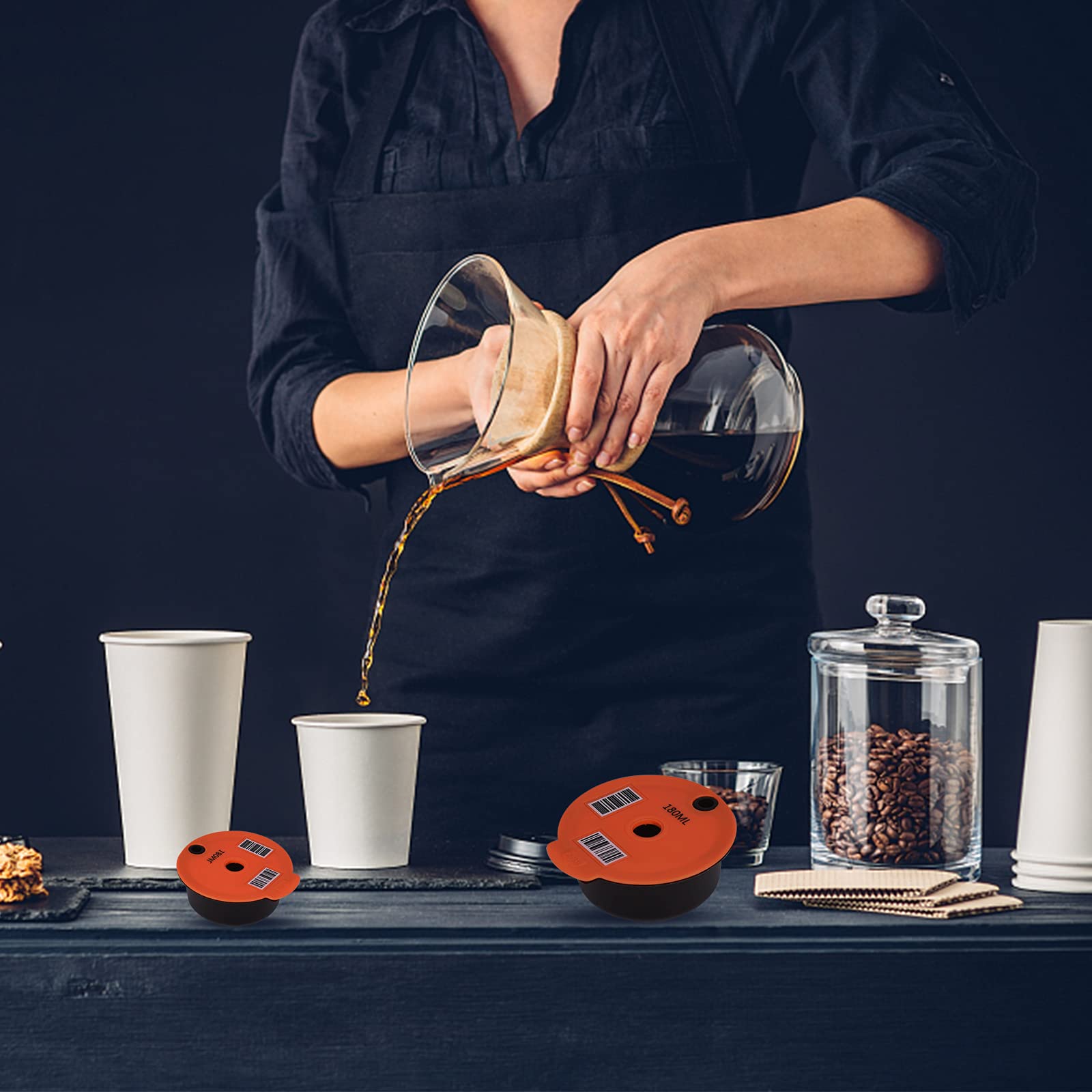 Cialde di caffè riutilizzabili, capsule riutilizzabili, cialde riutilizzabili per macchine Bosch-s Tassimo con codice a barre leggibile (rosa 60ml