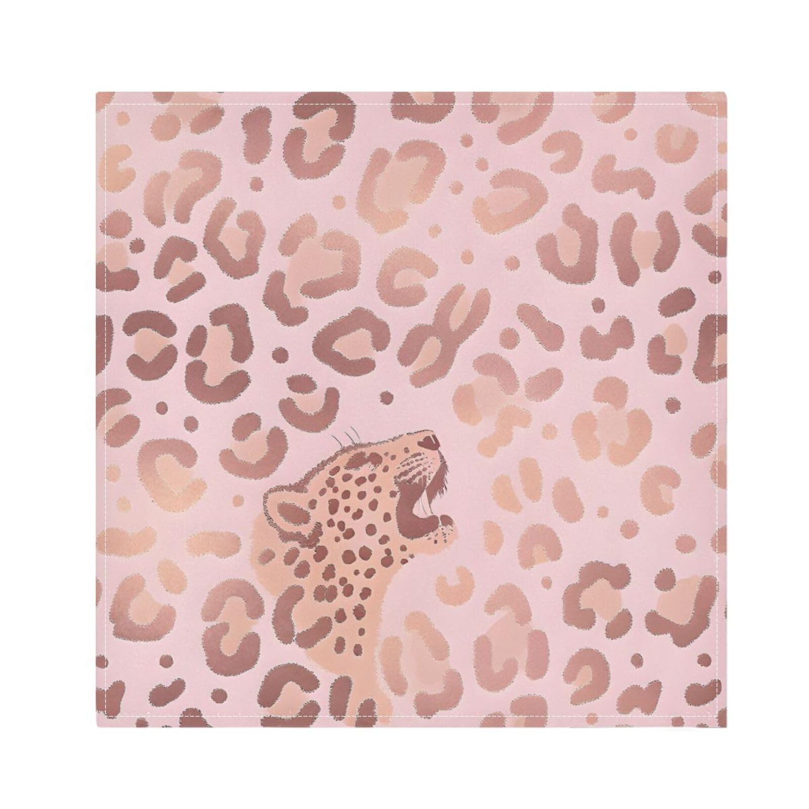 Ttgoth Leopard Print Cloth Napkin Set of 4 Washable & Reusable Dinner Napkins for Dining Table, Banquets, Wedding, Party, 50x50 cm